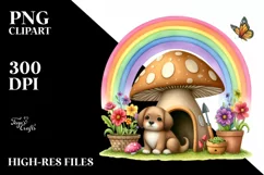Dog House, Large Mushroom, Striking Rainbow | Clipart Product Image 3