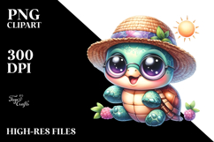 Cute Baby Turtle with Hat and Sunglasses PNG Product Image 2