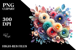 Colorful Abstract Ranunculus PNG Product Image 2