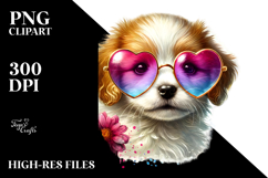 Colorful Puppy with Heart Shaped Sunglasses Product Image 2