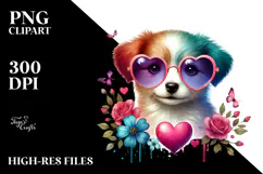 Puppy with Heart Sunglasses PNG Product Image 2