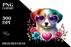 Puppy with Heart Sunglasses PNG Product Image 2
