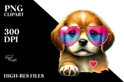 Puppy with Heart-Shaped Sunglasses Product Image 2