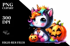 Cute Baby Unicorn Pumpkin Clipart Product Image 3