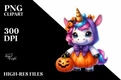 Cute Baby Unicorn Halloween Drawing | Sublimation Product Image 3