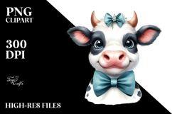 Graceful Cow with Bow and Tie PNG Product Image 2