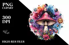 Vibrant Magical Celestial Mushroom Tarot PNG Product Image 2