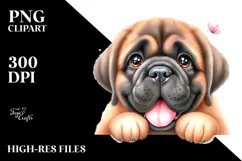 Watercolor Mastiff Big Eyes Happy PNG Product Image 2