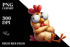 Playful Cartoon Chicken, Watercolor PNG Product Image 2