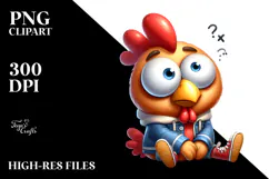 Playful Cartoon Chicken, Watercolor PNG Product Image 2