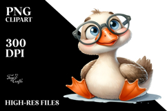 Funny Goose Sitting with Big Eyes | Watercolor Clipart Product Image 2