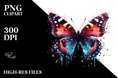 Vibrant Grungy Butterfly Watercolor PNG Product Image 2