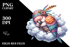 Cute Parrot Sleeping on the Cloud | Clipart Product Image 2