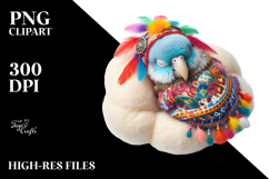 Cute Parrot Sleeping on the Cloud | Clipart Product Image 2