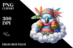 Cute Parrot Sleeping on the Cloud | Clipart Product Image 2