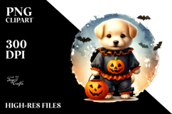 Cartoon-Style Baby Puppy with Halloween Costume, Transparent Product Image 2