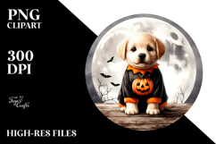 Cute Baby Puppy on Halloween Retro PNG Product Image 2