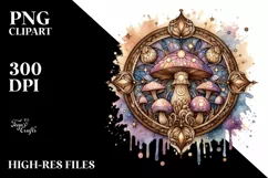 Pastel Wooden Mystical Mushroom PNG Product Image 1
