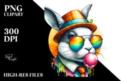 Quirky Rabbit Portrait with Hat | Clipart Product Image 1