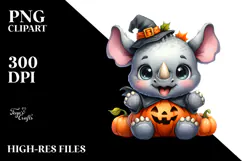 Cute Baby Rhino Dressed for Halloween PNG Product Image 2