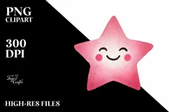 Simple Pinkish Smiling Star PNG Product Image 2