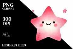 Simple Pinkish Smiling Star PNG Product Image 2