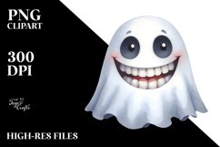 Funny Halloween Ghost Smile Clipart Product Image 1