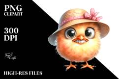 Watercolor Chick Portrait Sun Hat Chick Sublimation Clipart Product Image 2