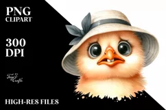 Watercolor Chick Portrait Sun Hat Chick Hummingbird Product Image 3