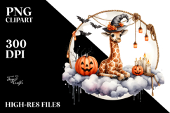 Giraffe Dressed for Halloween on Cloud PNG Product Image 2