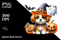 Cute Baby Dog Halloween Drawing | Sublimation Product Image 3