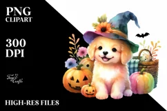 Cute Baby Dog Halloween Drawing | Sublimation Product Image 1