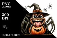 Funny Halloween Spider with Goofy Smile PNG Product Image 1