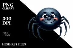 Funny Watercolor Halloween Spider Goofy Smile Clipart Product Image 1