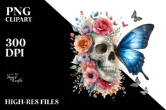 Butterfly with Flowers PNG Product Image 2