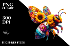 Vibrant Watercolor Bee with Floral Body PNG Product Image 2