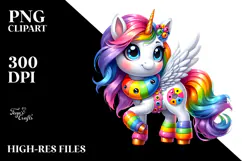 Playful Unicorn, Watercolor PNG Product Image 2