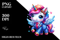 Playful Unicorn, Watercolor PNG Product Image 2
