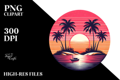 Tropical Island Sunset Clipart PNG Product Image 2