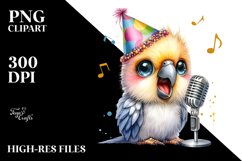 Energetic Baby Parrot with Singer Look, High-Res PNG Product Image 2