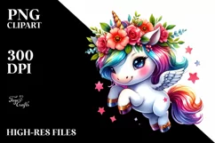 Cute Jumping Unicorn Clipart, Transparent PNG Product Image 3