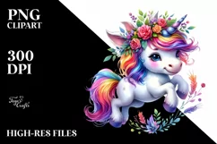 Cute Jumping Unicorn Clipart, Transparent PNG Product Image 3