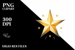 Washed Vintage Star Clipart, Transparent PNG Product Image 3