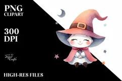 Whimsical Funny Witch Clipart, Transparent PNG Product Image 3