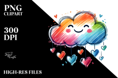 Scribbled Cloud with Hearts PNG Product Image 2