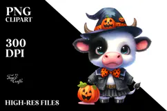 Cute Baby Cow Halloween PNG Product Image 2