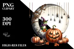 Halloween Frog on Moon, High-Res PNG Product Image 2