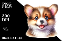 Happy Pembroke Welsh Corgi, Watercolor PNG Product Image 2