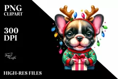 Winter French Bulldog PNG Product Image 3