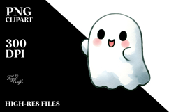 Washed Funny Ghost White Background PNG Product Image 2